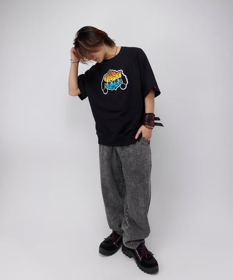 Hatsunex サガラ刺繍ライトオンススウェットTシャツ（ブラック）