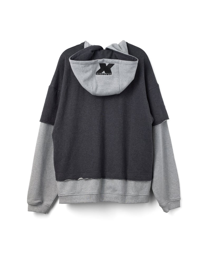 ゆか Hatsunex meets ISAMU GAKIYA フェイクレイヤードフーディー（ブラック