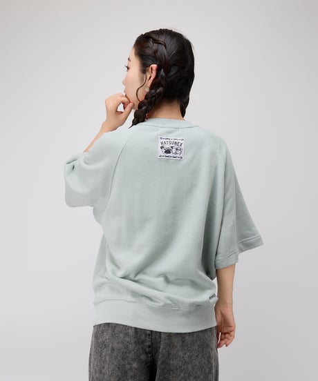 Hatsunex サガラ刺繍ライトオンススウェットTシャツ（スモーキーグリーン）