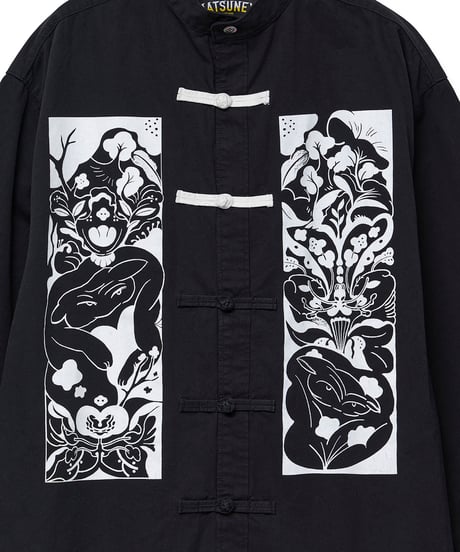 Hatsunex meets Meri Maeno "Greatful Flowers" China Shirts（Black）