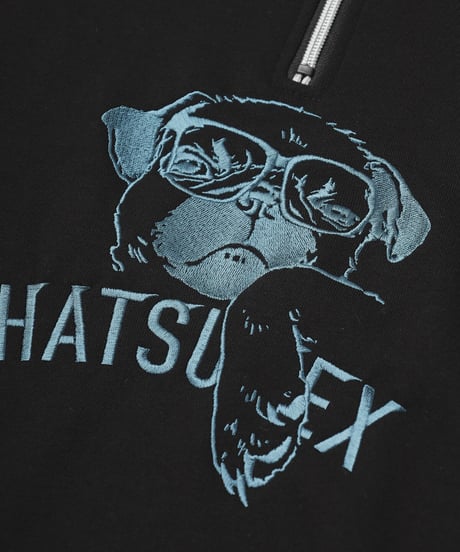 Hatsunex バイカラーKOHADA Zipプルオーバー（ブラック×グリーン）