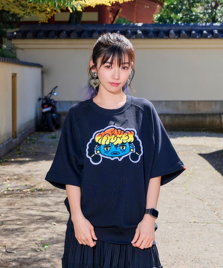 Hatsunex サガラ刺繍ライトオンススウェットTシャツ（ブラック）