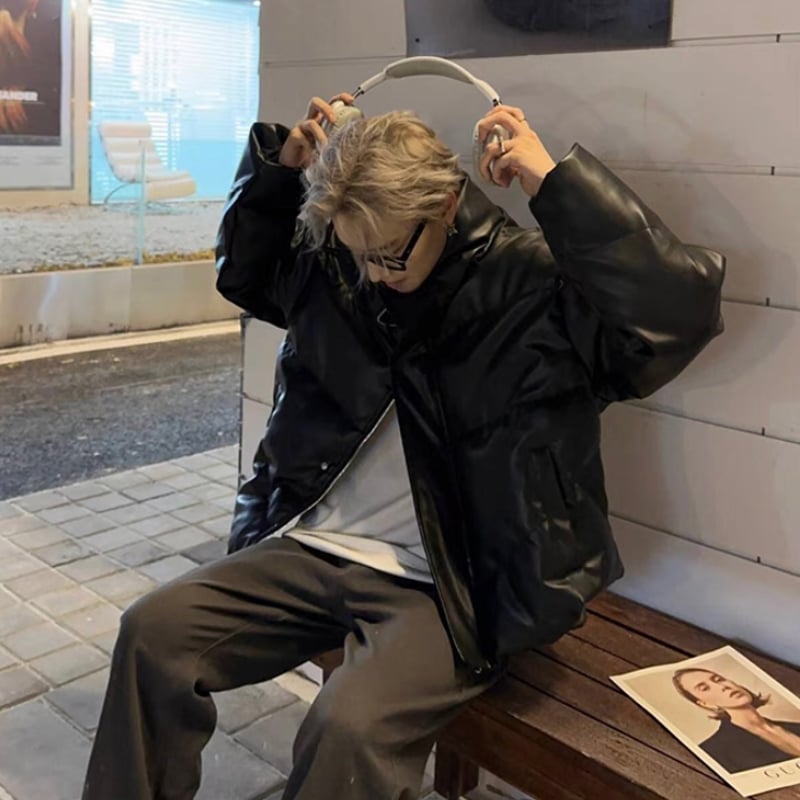 Oversized Drop Shoulder Leather Down | PIEAL