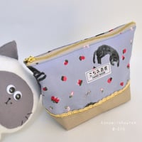 ラミネートポーチ　（リボンに黒ねこ）　ねこ　ハンドメイド　ポーチ 828 リボン黒猫ポーチ | こなみ商店's STORE