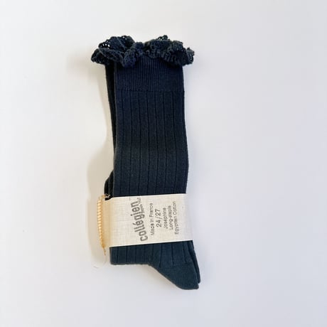 collegien/Joséphine Lace-Trim Ribbed Knee-high Socks