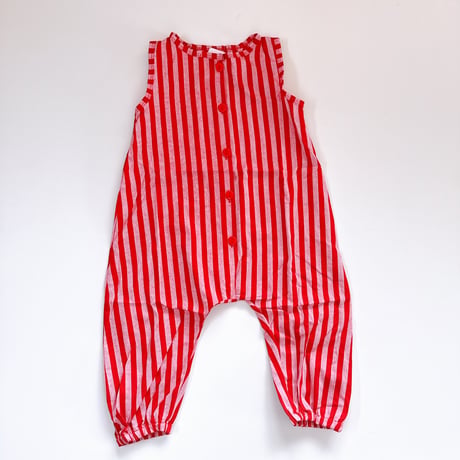 Stripe Cotton Jumpsuit - Red/bel&bow