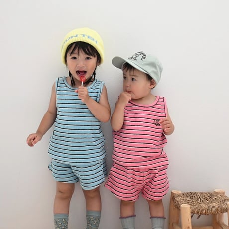 pile border tank / pile border pants / House of Lili