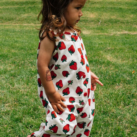 Strawberry Cotton Jumpsuit/ bel&bow