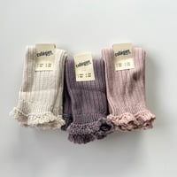 Léna - Ribbed Merino Wool Legwarmers with Lace Frill/collegien