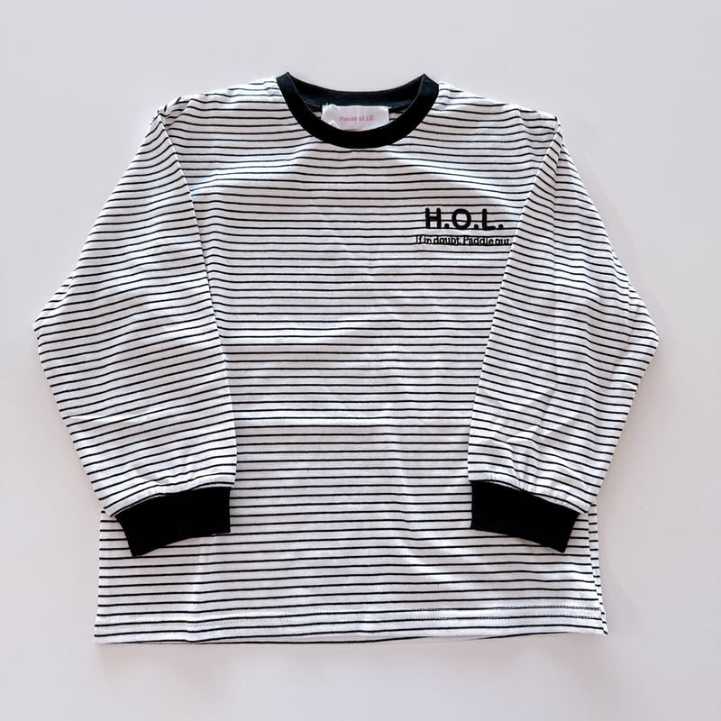 KIDS> pin border long sleeve T-shirt / House o