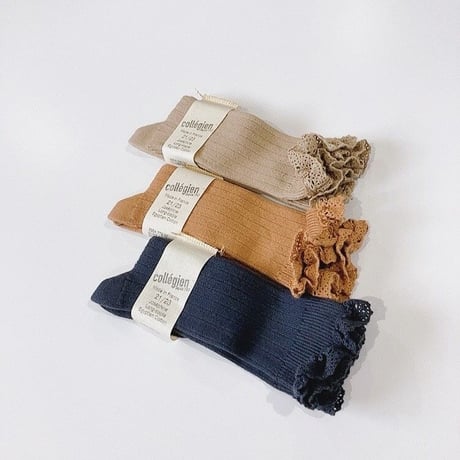collegien/Joséphine Lace-Trim Ribbed Knee-high Socks