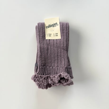 Léna - Ribbed Merino Wool Legwarmers with Lace Frill/collegien