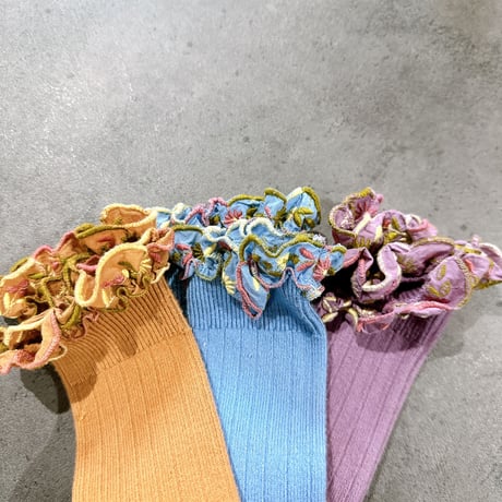collegien/Eglantine Embroidered Ruffle Ribbed Knee-high Socks