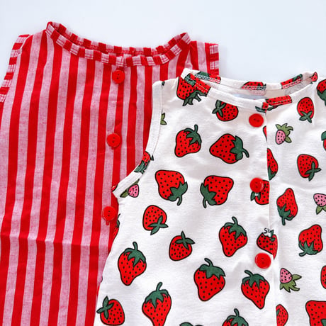 Stripe Cotton Jumpsuit - Red/bel&bow