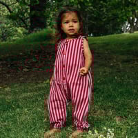 Stripe Cotton Jumpsuit - Red/bel&bow