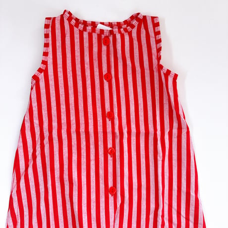 Stripe Cotton Jumpsuit - Red/bel&bow