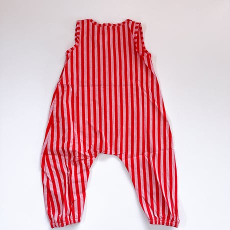 Stripe Cotton Jumpsuit - Red/bel&bow