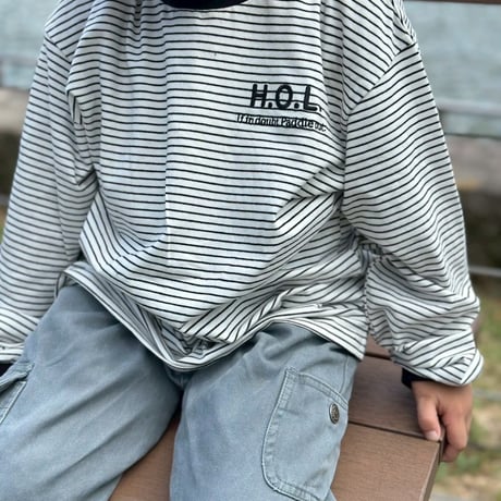 <KIDS> pin border long sleeve T-shirt / House of Lili