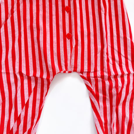 Stripe Cotton Jumpsuit - Red/bel&bow