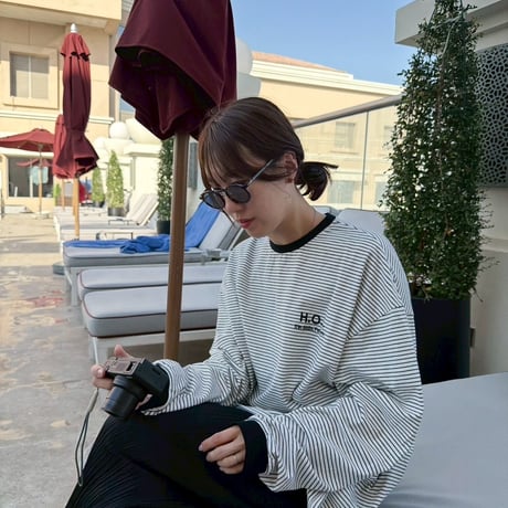<ADULT> pin border long sleeve T-shirt / House of Lili