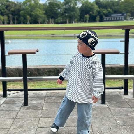 <KIDS> pin border long sleeve T-shirt / House of Lili