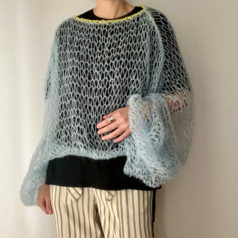ハンドメイドモヘアボリュームニット(ライトブルー) | 58knit 