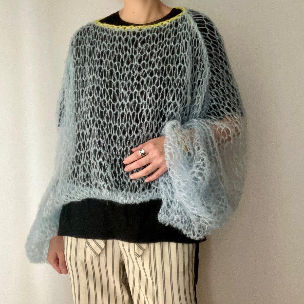 ハンドメイドモヘアボリュームニット(ライトブルー) | 58knit
