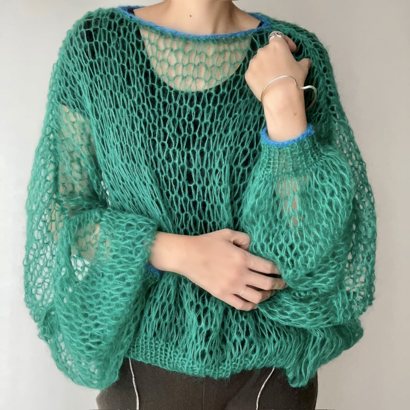 ハンドメイドモヘアボリュームニット(グリーン) | 58knit