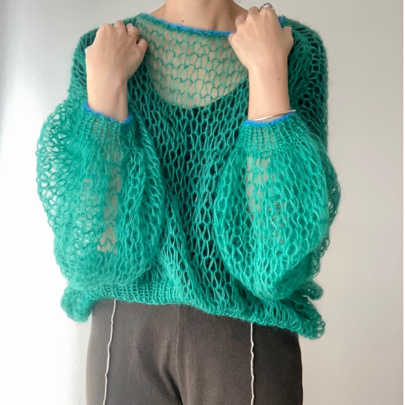 ハンドメイドモヘアボリュームニット(グリーン) | 58knit 