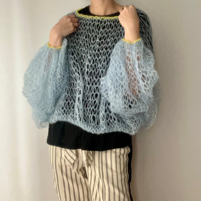 ハンドメイドモヘアボリュームニット(ライトブルー) | 58knit