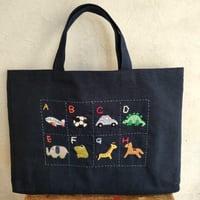 ハンドメイド手刺繍バッグ 手刺繍レッスンバッグ ABC女の子8ワード | 入学・入園の