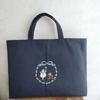手刺繍レッスンバッグ　サークルバレエガール