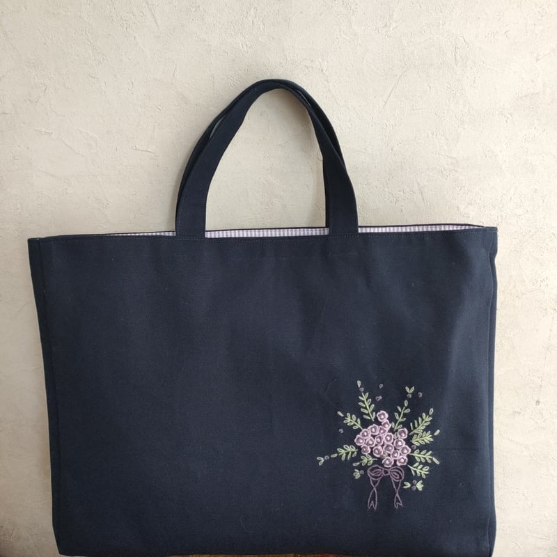 手刺繍レッスンバッグ ローズブーケ | 入学・入園のハンドメイド 手刺繍レッスンバッグ ローズブーケ | 入学・入園のハンドメイド
