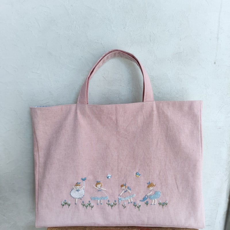 手刺繍レッスンバッグ フラワーガールズ | 入学・入園のハンドメイド