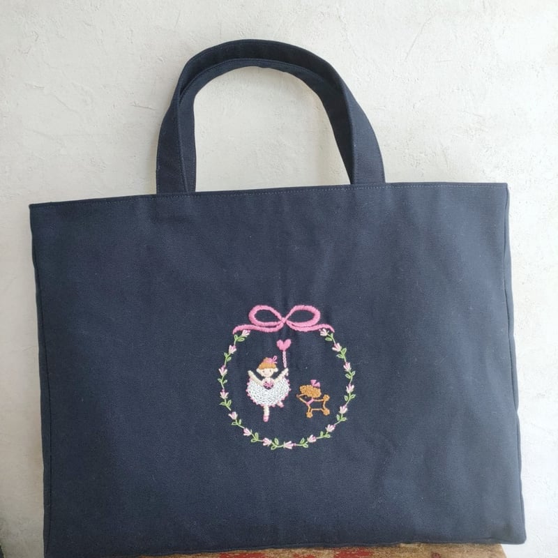 手刺繍レッスンバッグ サークルバレエガール | 入学・入園の 