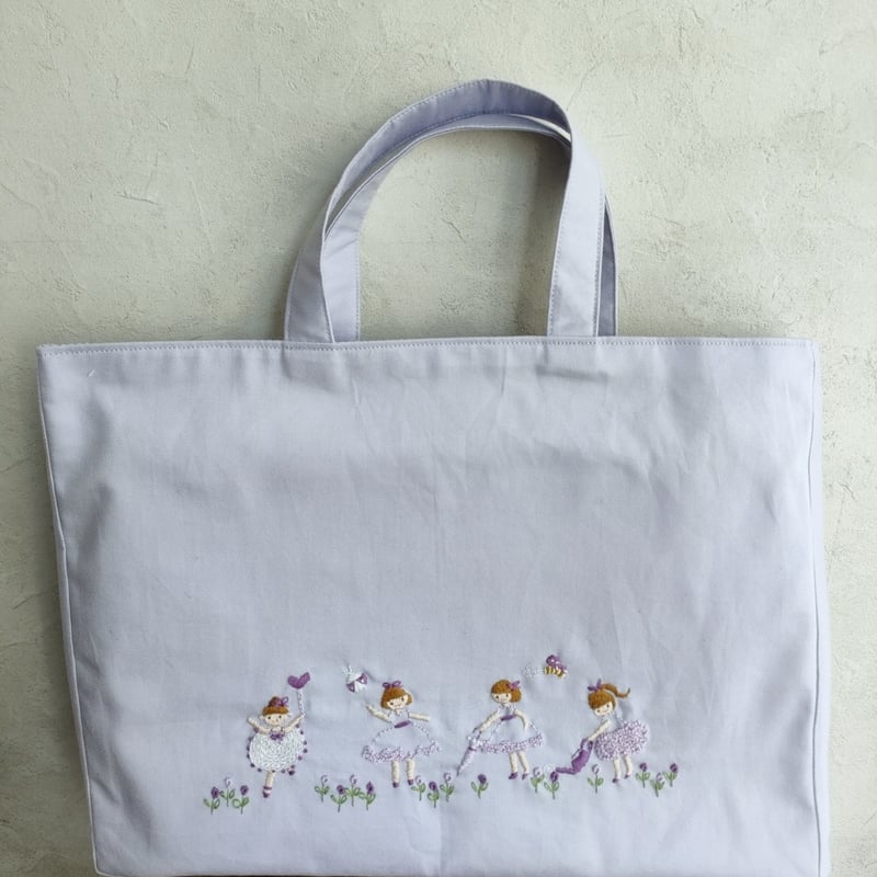 手刺繍レッスンバッグ フラワーガールズ | 入学・入園のハンドメイド