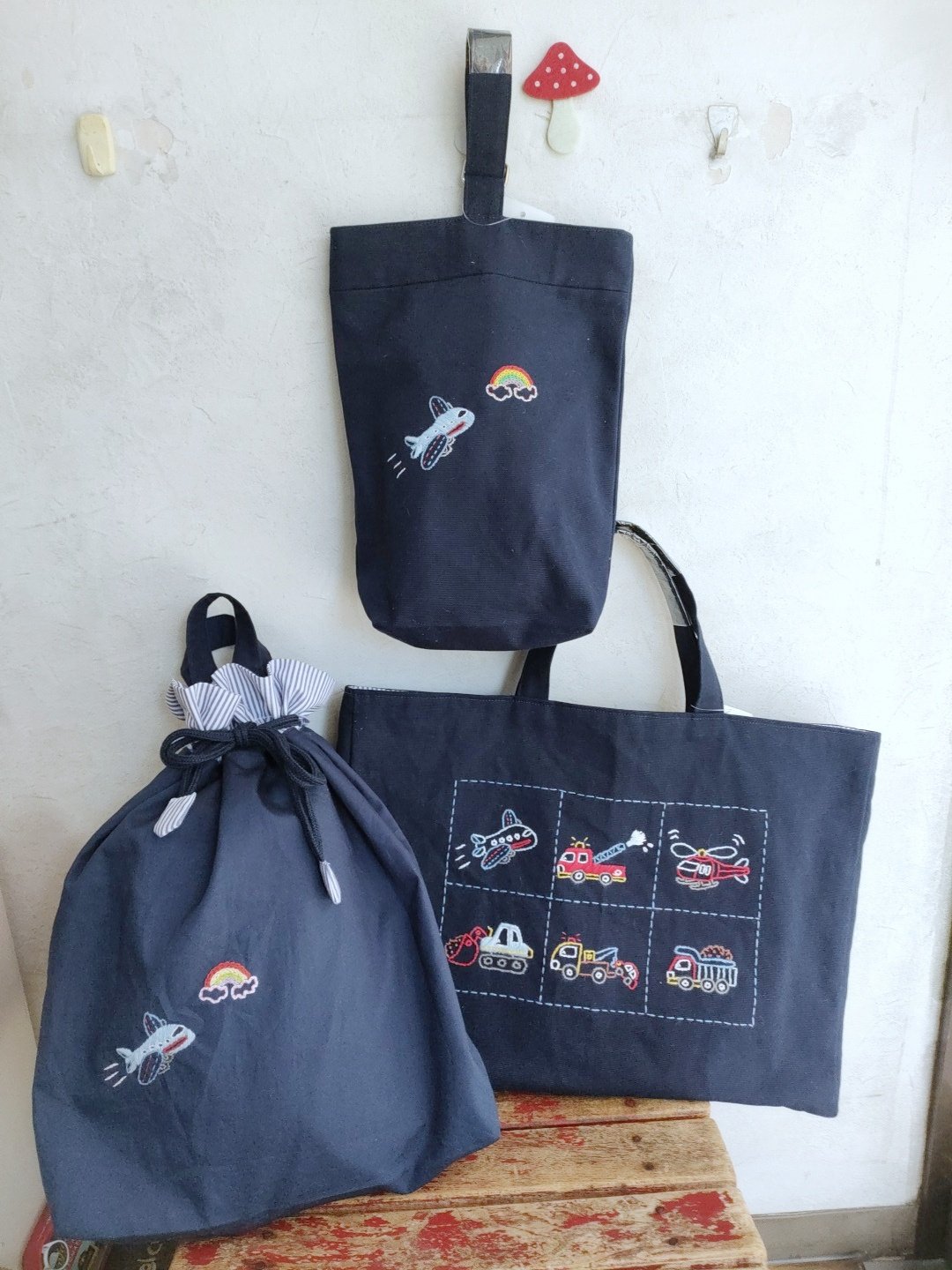 通園バック&上靴袋 L サイズ ハンドメイド 上靴袋 のりもの | 入学・入園のハンドメイド雑貨・子供服 - BABYBLUE