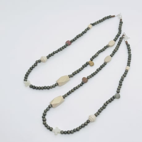 【受注制作】wood beads mixed necklace B