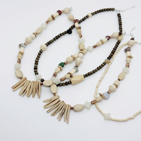 【受注制作】wood beads mixed necklace B