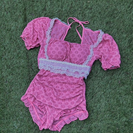 Puff sleeve swimsuit