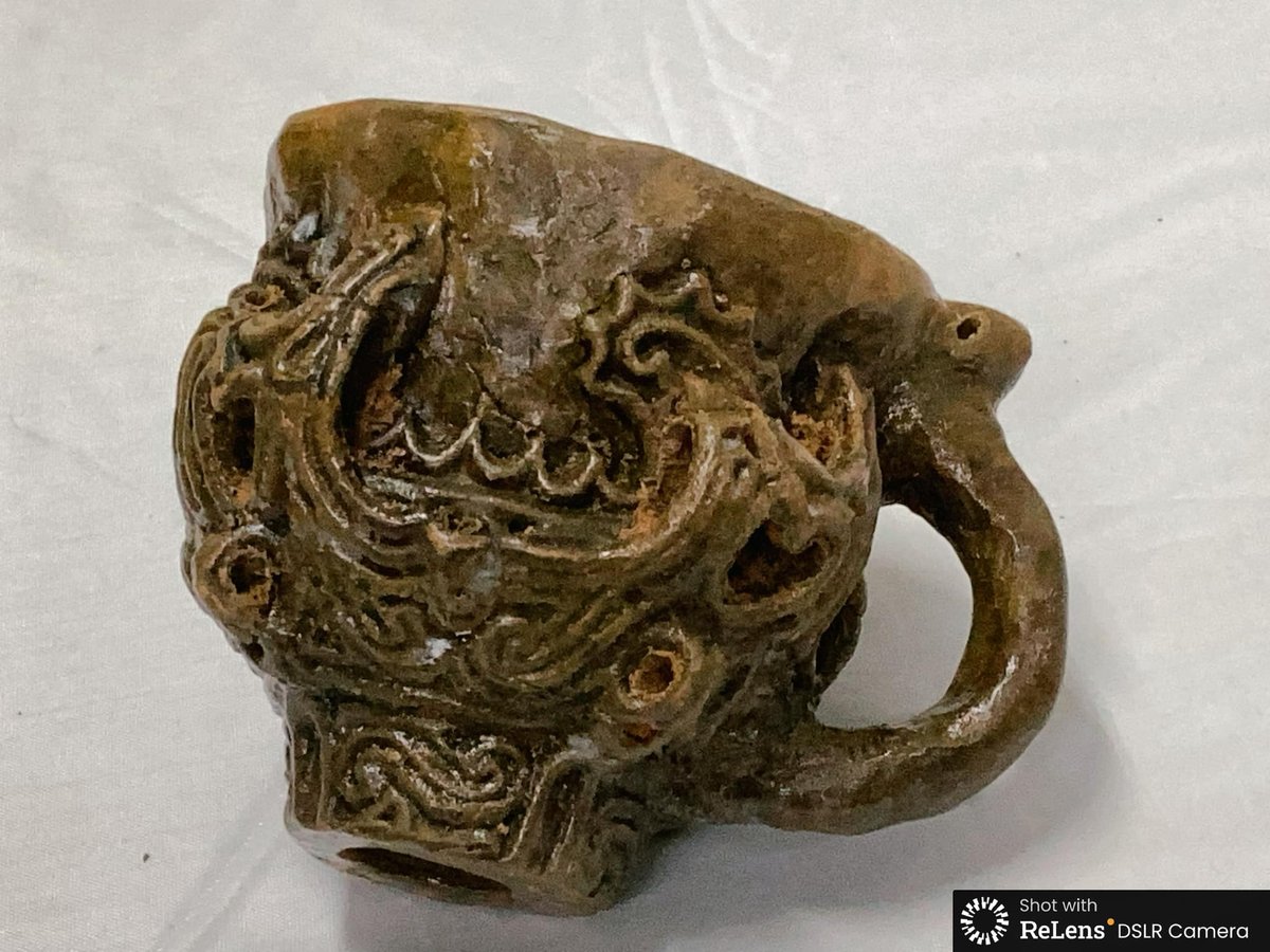 縄文・火焔型土器のコーヒーカップ 1個 8㎝×172g 手作り陶器製