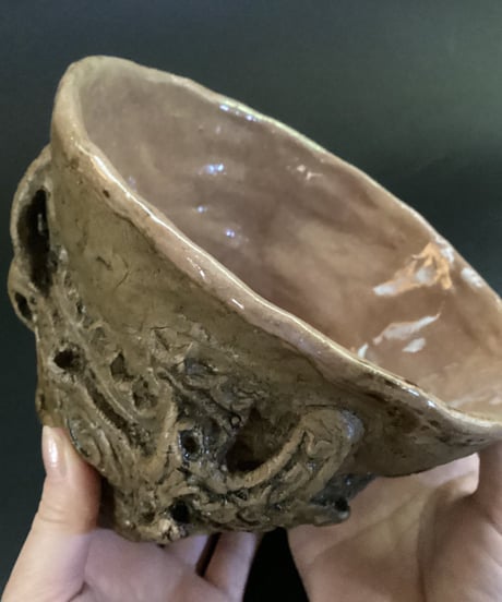 縄文・火焔型どんぶり　 17.5㎝×760ｇ　手作り陶器製。