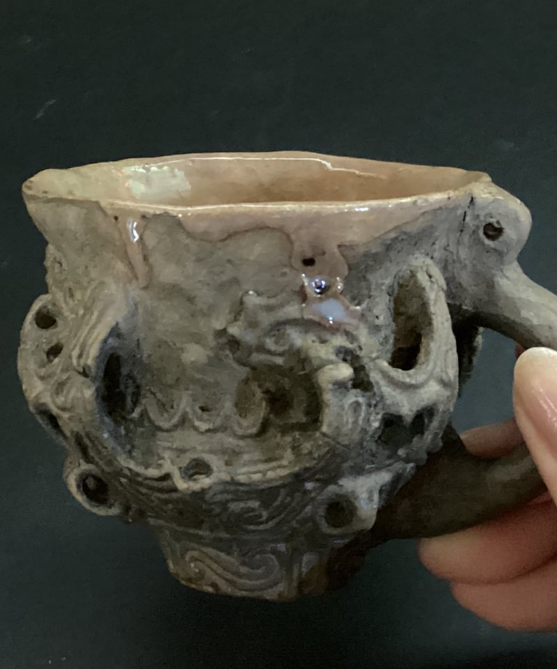 縄文・火焔型土器のコーヒーカップ・マグカップ+縄文スプーン 2個