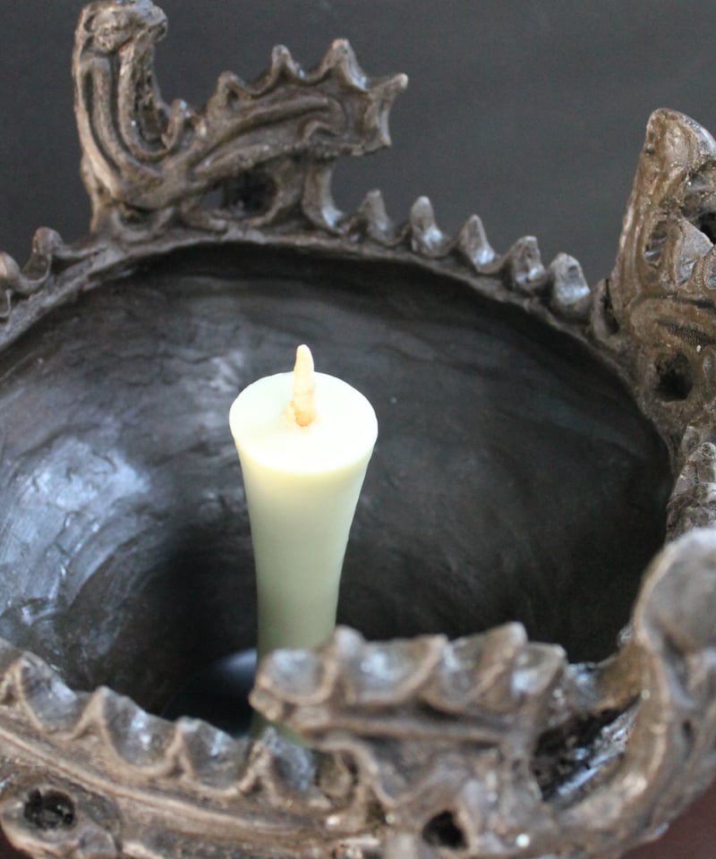 国宝笹山遺跡・火焔型土器レプリカ27cmO型中鉄製ろうそく立て・和