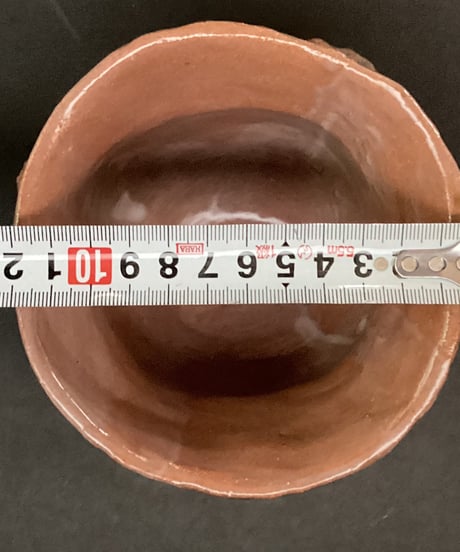 縄文・火焔型お茶碗　 12㎝×470ｇ　手作り陶器製。