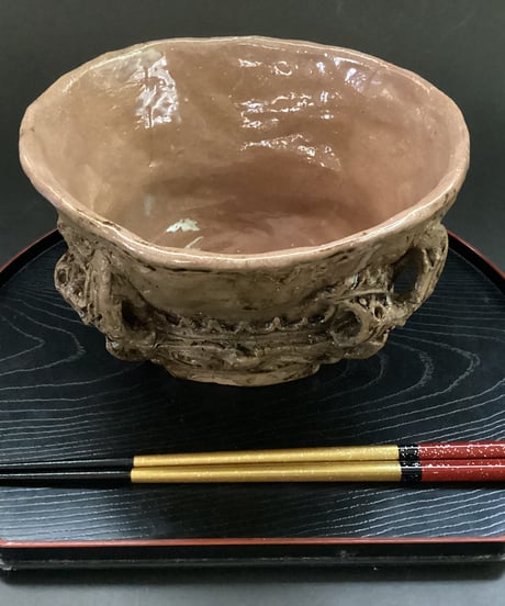 縄文・火焔型どんぶり　 17.5㎝×760ｇ　手作り陶器製。
