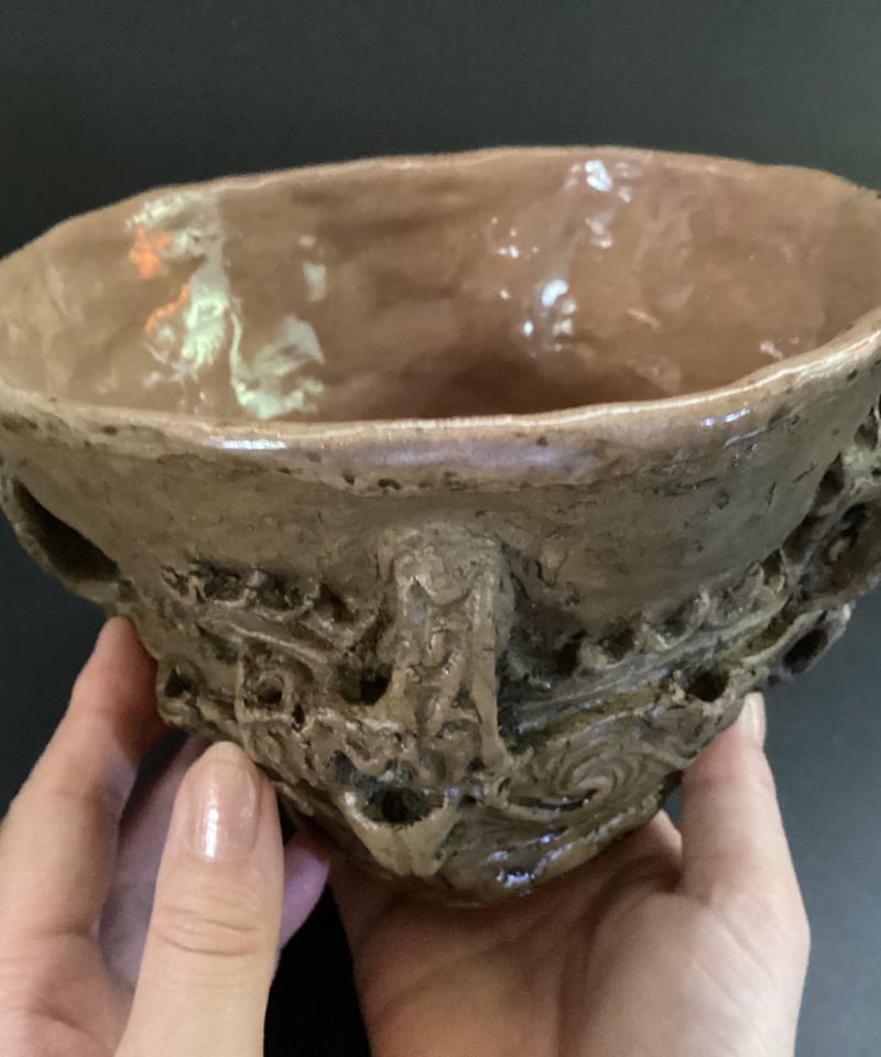 縄文・火焔型どんぶり 17.5㎝×760g 手作り陶器製。 | 縄文ギャラリー