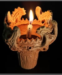 馬高遺跡・火焔土器レプリカ 9㎝（台座1㎝・簡易ろうそく立て・ありがとうろうそく10本・マッチ付）（長岡市）