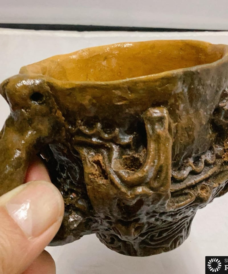 縄文・火焔型土器のコーヒーカップ 1個 8㎝×172g 手作り陶器製
