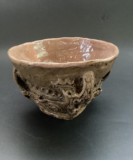 縄文・火焔型どんぶり　 17.5㎝×760ｇ　手作り陶器製。